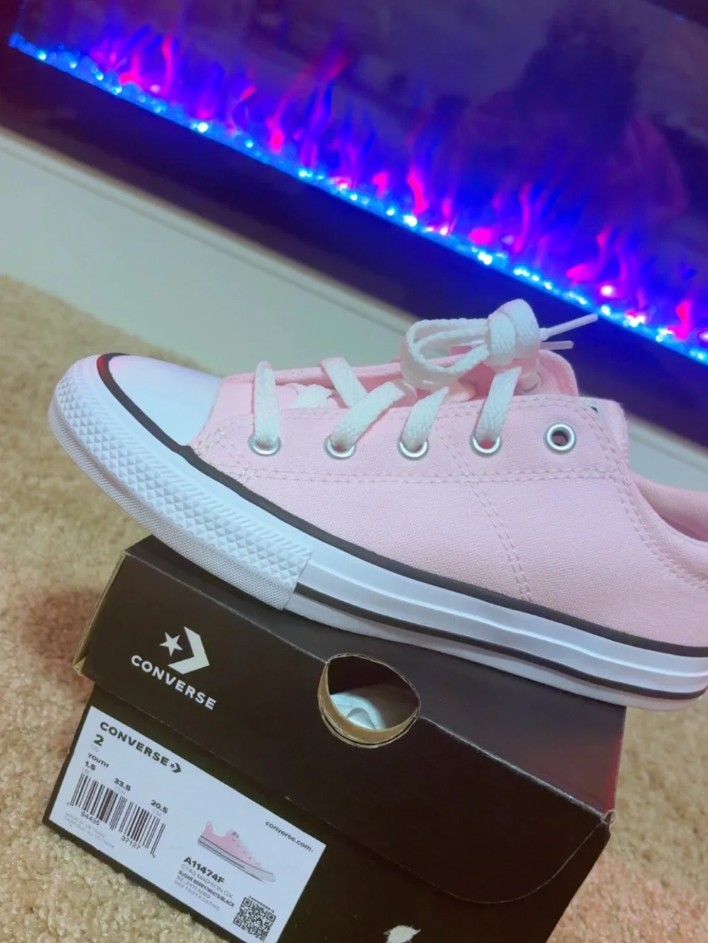 Converse Kids Low Top Canvas Sneakers in Pale Pink